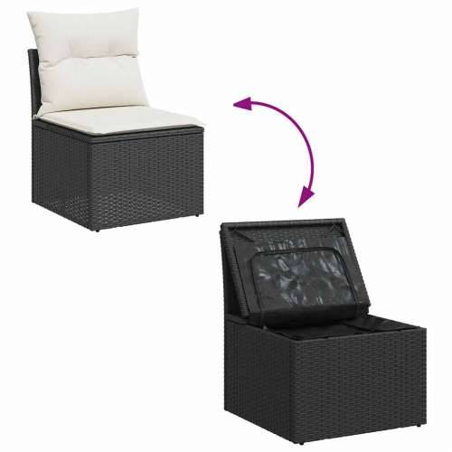 Vrtna garnitura - 8-dijelni set vrtnih sofa od poliratana s jastucima crni bagrem - Crna i krem sa spremištem 8 Cijena