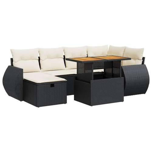Vrtna garnitura - 8-dijelni set vrtnih sofa od poliratana s jastucima crni bagrem - Crna i krem sa spremištem 8 Cijena