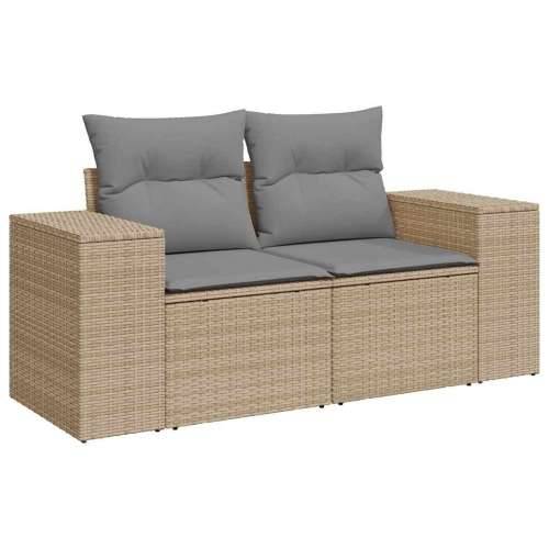 Vrtna garnitura - 5-dijelni set vrtnih sofa s jastucima poliratan i bagrem bež - bež i siva stol + 3x kutna + 3x srednja + tabur Cijena