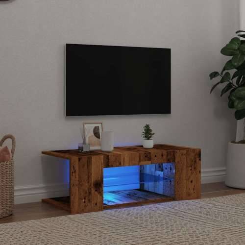 TV ormarić LED boja staro drvo 90x39x30 cm konstruirano drvo - Staro drvo 1 Cijena