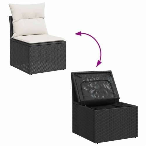 Vrtna garnitura - 2-dijelni set vrtnih sofa s jastucima crni od poliratana bagrem - Crna i krem sa spremištem 1 Cijena