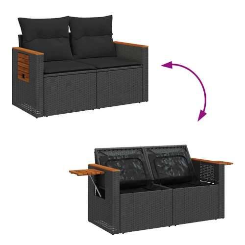 Vrtna garnitura - 10-dijelni set vrtnih sofa s jastucima crni poliratana bagrem - Crna sa spremištem 1 Cijena