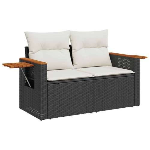 Vrtna garnitura - 11-dijelni set vrtnih sofa poliratan i bagrem s jastucima crni - Crna i krem 1 Cijena