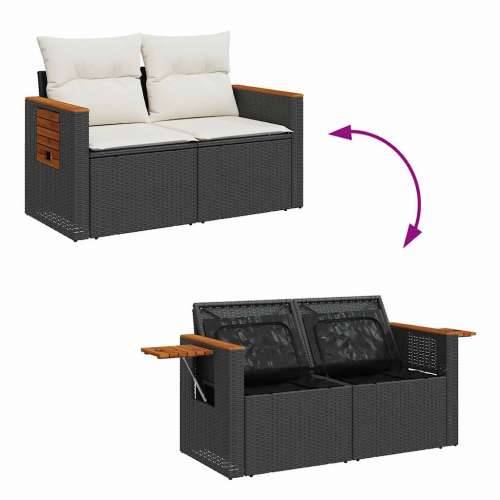 Vrtna garnitura - 11-dijelni set vrtnih sofa poliratan i bagrem s jastucima crni - Crna i krem 1 Cijena