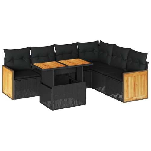 Vrtna garnitura - 7-dijelni set vrtnih sofa od poliratana s jastucima crni bagrem - Crna sa spremištem 1 Cijena