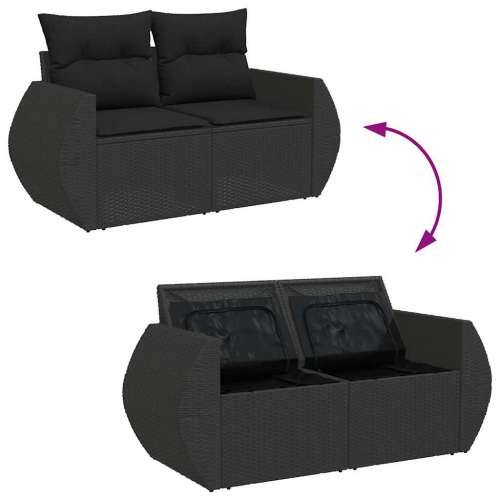 Vrtna garnitura - 9-dijelni set vrtnih sofa s jastucima crni od poliratana - Crna sa spremištem 1 Cijena