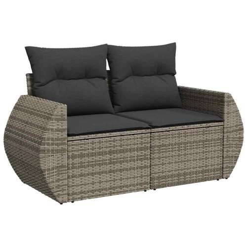 Vrtna garnitura - 9-dijelni set vrtnih sofa od poliratana s jastucima sivi - Siva sa spremištem 1 Cijena