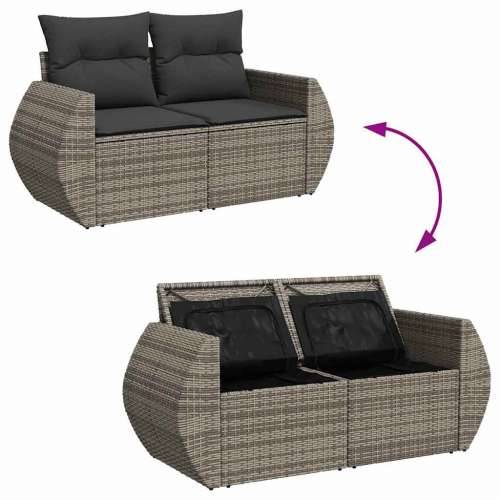 Vrtna garnitura - 9-dijelni set vrtnih sofa od poliratana s jastucima sivi - Siva sa spremištem 1 Cijena
