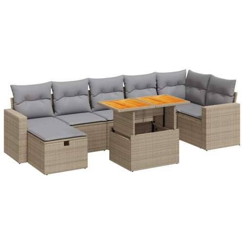 Vrtna garnitura - 5-dijelni set vrtnih sofa s jastucima poliratan i bagrem bež - bež i svjetlosiva kutna + stol + 2x srednja + t Cijena