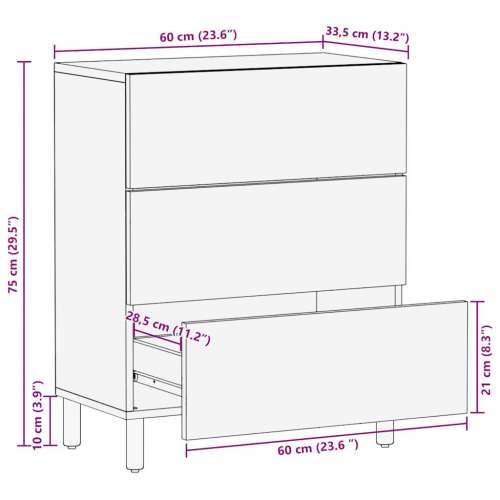 Komoda 60x33,5x75 cm od masivnog grubog drva manga Cijena
