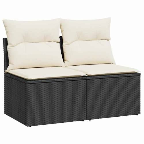 Vrtna garnitura - 2-dijelni set vrtnih sofa s jastucima crni od poliratana bagrem - Crna i krem bez spremišta 1 Cijena