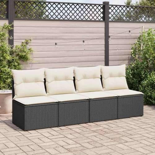 Vrtna garnitura - 2-dijelni set vrtnih sofa s jastucima crni od poliratana bagrem - Crna i krem bez spremišta 1 Cijena