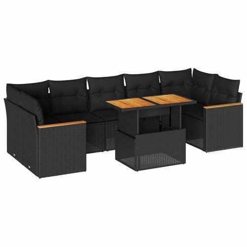 Vrtna garnitura - 8-dijelni set vrtnih sofa od poliratana s jastucima crni bagrem - Crna sa spremištem 1 Cijena