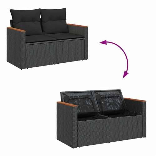 Vrtna garnitura - 8-dijelni set vrtnih sofa od poliratana s jastucima crni bagrem - Crna sa spremištem 1 Cijena