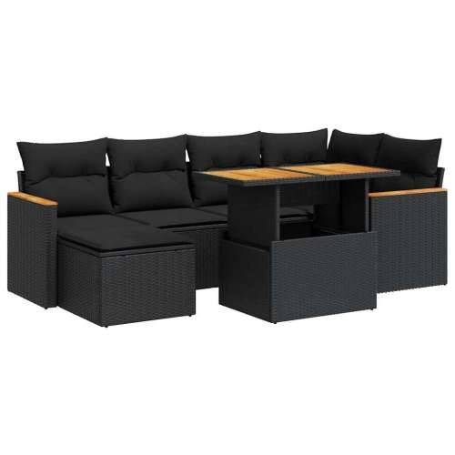 Vrtna garnitura - 7-dijelni set vrtnih sofa od poliratana s jastucima crni bagrem - Crna sa spremištem 1 Cijena