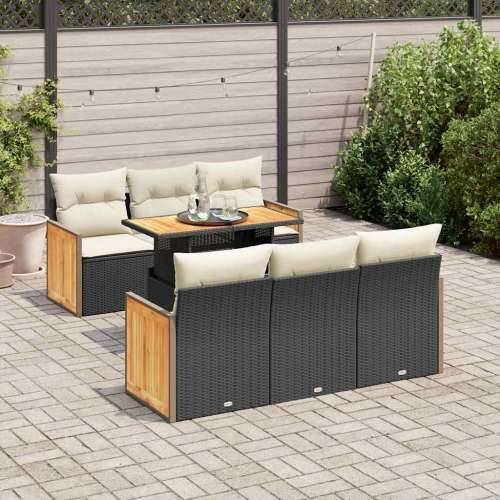 Vrtna garnitura - 7-dijelni set vrtnih sofa od poliratana s jastucima crni bagrem - Crna i krem 1 Cijena