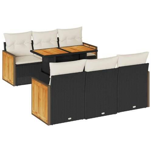 Vrtna garnitura - 7-dijelni set vrtnih sofa od poliratana s jastucima crni bagrem - Crna i krem 1 Cijena