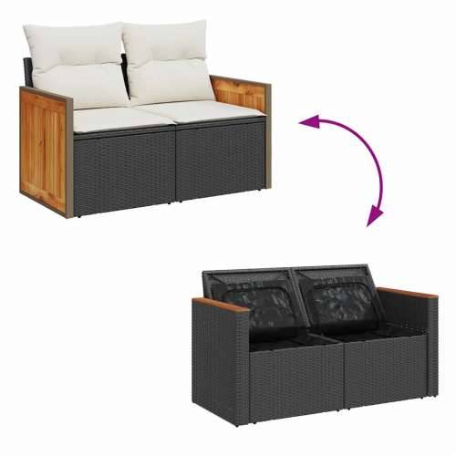 Vrtna garnitura - 7-dijelni set vrtnih sofa od poliratana s jastucima crni bagrem - Crna i krem sa spremištem 1 Cijena