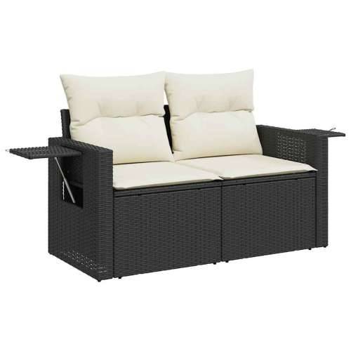 Vrtna garnitura - 9-dijelni set vrtnih sofa s jastucima crni od poliratana - Crna i krem sa spremištem 1 Cijena