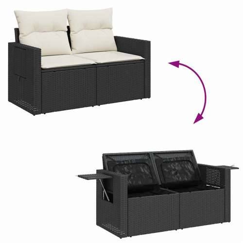 Vrtna garnitura - 9-dijelni set vrtnih sofa s jastucima crni od poliratana - Crna i krem sa spremištem 1 Cijena