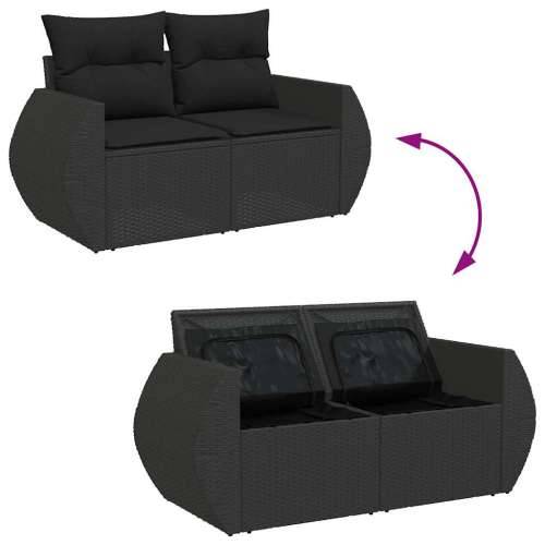 Vrtna garnitura - 7-dijelni set vrtnih sofa od poliratana s jastucima crni - Crna sa spremištem 1 Cijena
