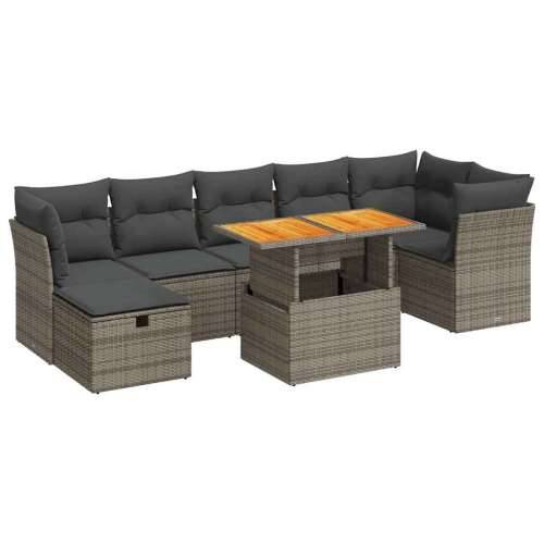 Vrtna garnitura - 8-dijelni set vrtnih sofa od poliratana s jastucima sivi bagrem - siva i tamnosiva stol + 3x kutna + 3x srednj Cijena