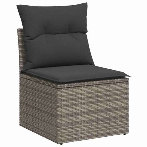 Vrtna garnitura - 8-dijelni set vrtnih sofa od poliratana s jastucima sivi bagrem - siva i tamnosiva stol + 3x kutna + 3x srednj Cijena