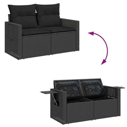 Vrtna garnitura - 8-dijelni set vrtnih sofa od poliratana s jastucima crni bagrem - Crna sa spremištem 8 Cijena
