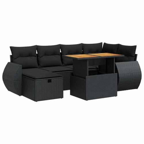 Vrtna garnitura - 8-dijelni set vrtnih sofa od poliratana s jastucima crni bagrem - Crna sa spremištem 8 Cijena