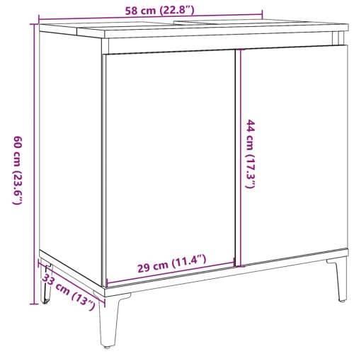 Ormarić za Lavabo - Umivaonik siva boja betona 58 x 33 x 60 cm drveni Cijena