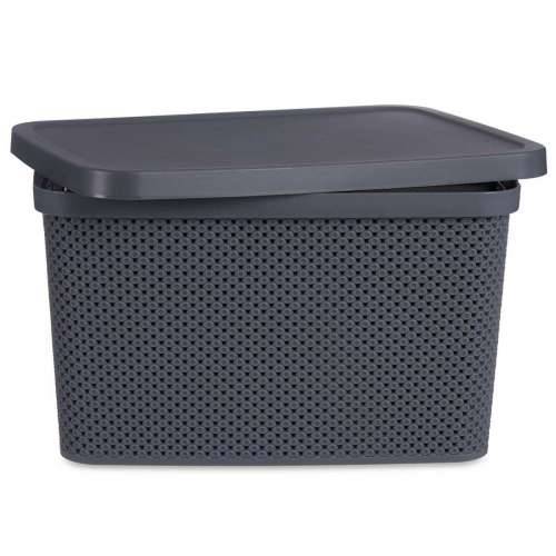 Kutija za Pospremanje s Poklopcem Antracitna Plastika 19 L 28 x 22 x 39 cm (12 kom.) Cijena