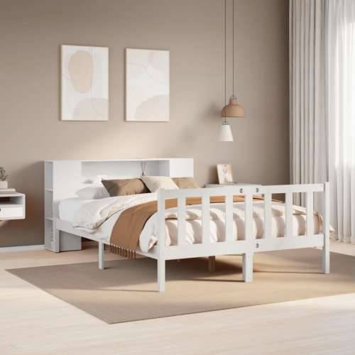 Krevet s regalom z knjige bez madraca bijeli 160x200cm borovina - Bijela 160 x 200 cm Cijena