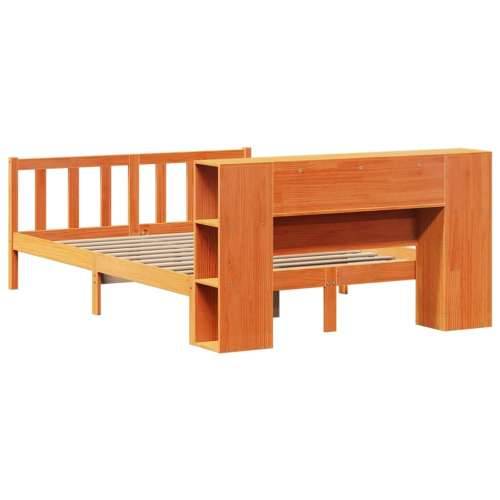 Krevet s regalom za knjige bez madraca 140 x 190 cm od borovine - Voštano smeđa 140 x 190 cm Cijena
