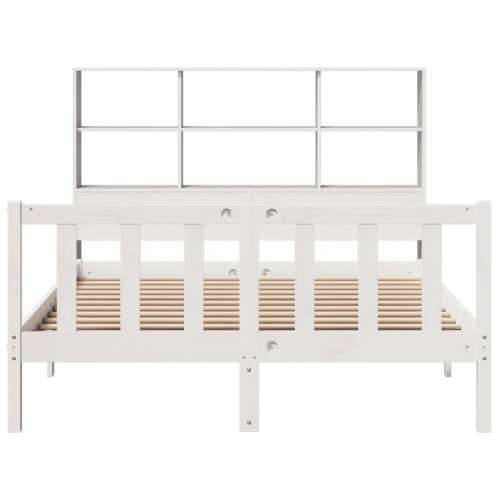 Krevet s regalom z knjige bez madraca bijeli 140x190cm borovina - Bijela 140 x 190 cm Cijena