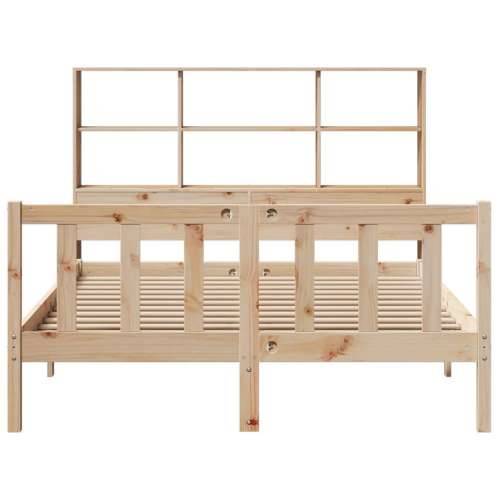 Krevet s regalom za knjige bez madraca 150 x 200 cm od borovine - Prirodna 150 x 200 cm Cijena
