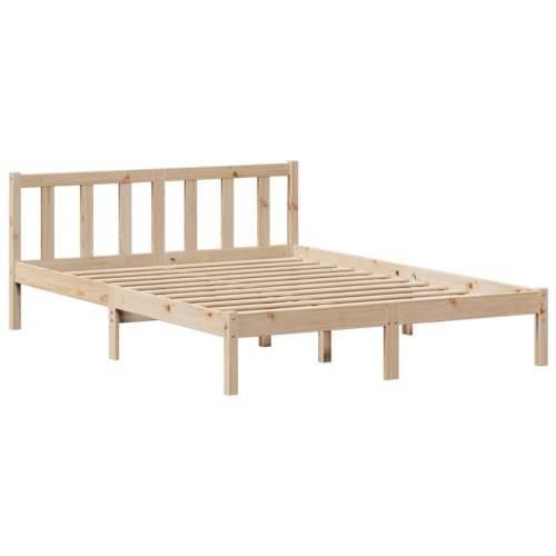 Krevet s regalom za knjige bez madraca 150 x 200 cm od borovine - Prirodna 150 x 200 cm Cijena