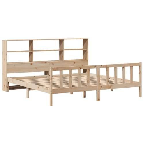 Krevet s regalom za knjige bez madraca 200 x 200 cm od borovine - Prirodna 200 x 200 cm Cijena