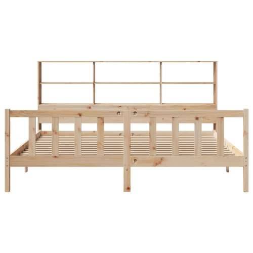 Krevet s regalom za knjige bez madraca 200 x 200 cm od borovine - Prirodna 200 x 200 cm Cijena