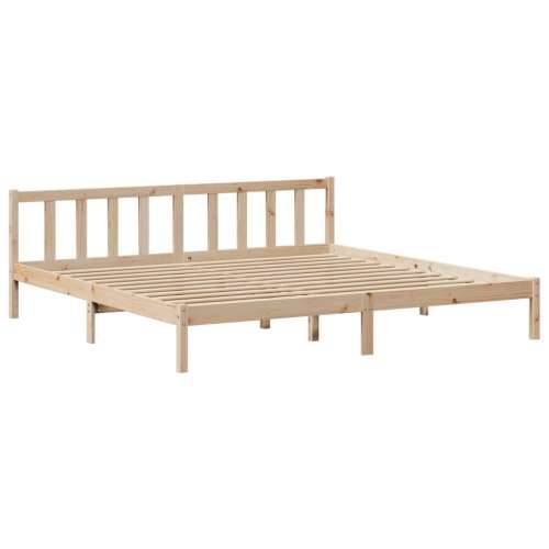 Krevet s regalom za knjige bez madraca 200 x 200 cm od borovine - Prirodna 200 x 200 cm Cijena