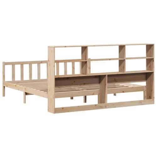 Krevet s regalom za knjige bez madraca 200 x 200 cm od borovine - Prirodna 200 x 200 cm Cijena