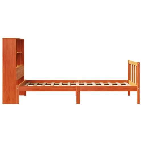 Krevet s regalom za knjige bez madraca 90 x 200 cm od borovine - Voštano smeđa 90 x 200 cm Cijena