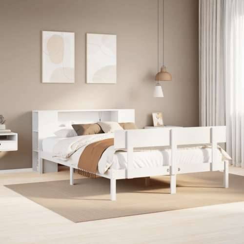 Krevet s regalom z knjige bez madraca bijeli 120x190cm borovina - Bijela 120 x 190 cm Cijena