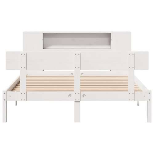 Krevet s regalom z knjige bez madraca bijeli 120x190cm borovina - Bijela 120 x 190 cm Cijena