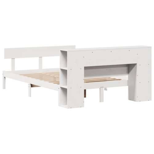 Krevet s regalom z knjige bez madraca bijeli 120x190cm borovina - Bijela 120 x 190 cm Cijena