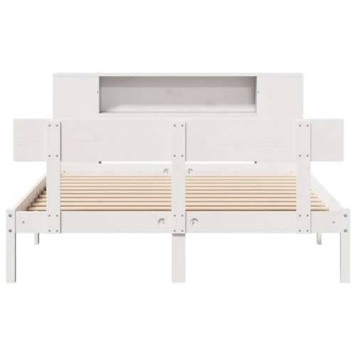 Krevet s regalom z knjige bez madraca bijeli 120x200cm borovina - Bijela 120 x 200 cm Cijena