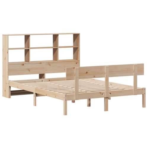 Krevet s regalom za knjige bez madraca 140x190 cm od borovine - Prirodna 140 x 190 cm Cijena