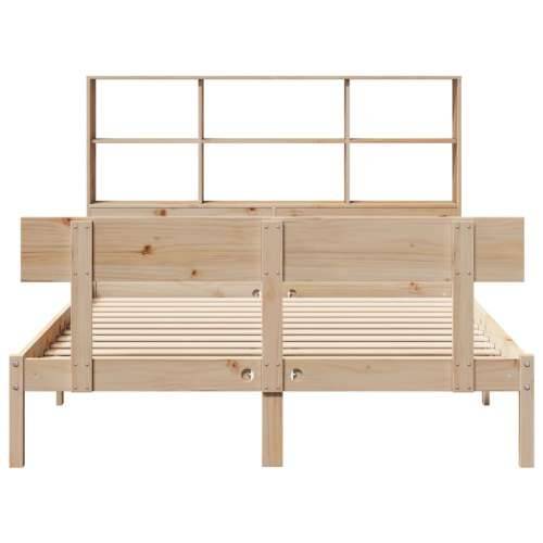 Krevet s regalom za knjige bez madraca 140x190 cm od borovine - Prirodna 140 x 190 cm Cijena