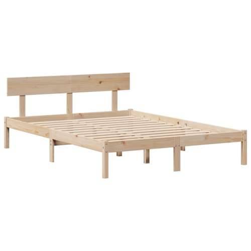 Krevet s regalom za knjige bez madraca 140x190 cm od borovine - Prirodna 140 x 190 cm Cijena