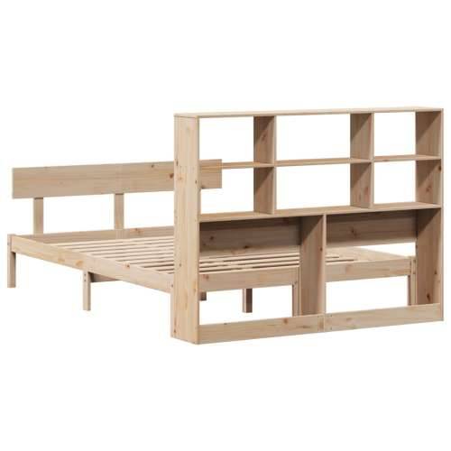 Krevet s regalom za knjige bez madraca 140x190 cm od borovine - Prirodna 140 x 190 cm Cijena