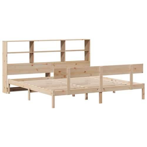 Krevet s regalom za knjige bez madraca 180x200 cm od borovine - Prirodna 180 x 200 cm Cijena